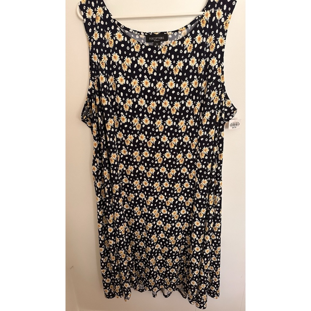 Perceptions Woman Women's Plus 3X Black Floral Maxi Dress Sleeveless Scoop - Picture 2 of 4